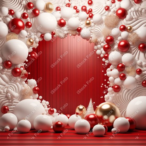 Christmas background with bright red and white colors