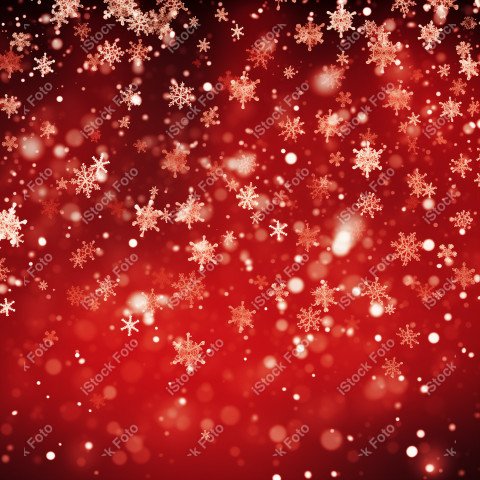 Christmas red background with falling snowflakes