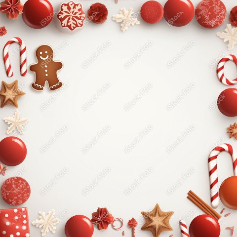 Christmas background template decorated with sweets