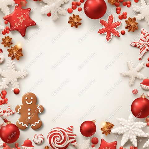 Christmas background template decorated with sweets
