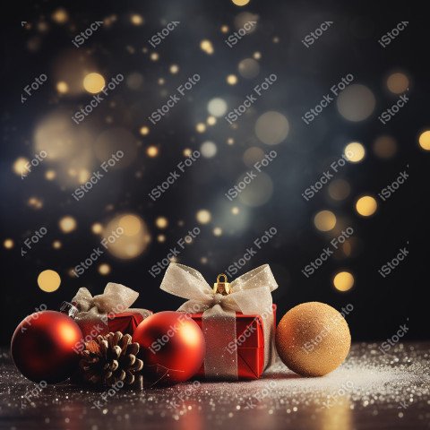 Background with Christmas decoration and gifts