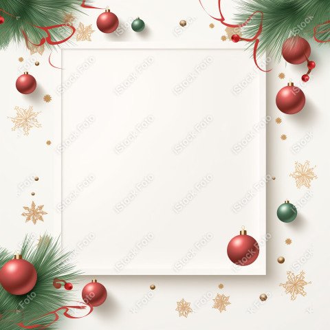 Christmas white paper template with ornaments