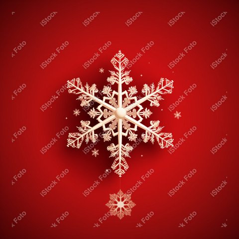Red background of Merry Christmas card, Christmas tree and snow