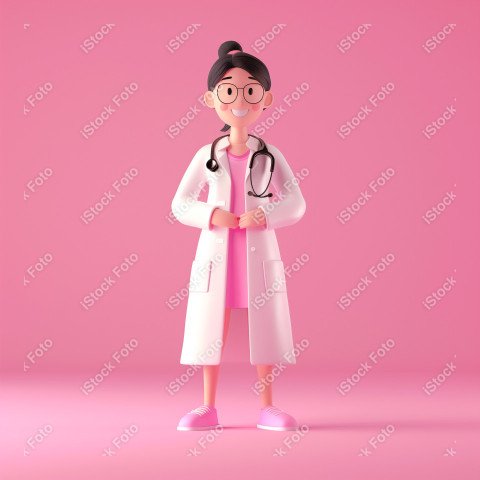 Ilustração 3D de uma médica fofo e feliz em um fundo rosa (6)