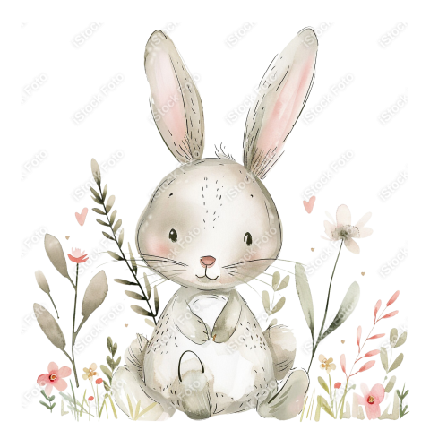 Lindo coelho estilo fofo aquarela png  (5)