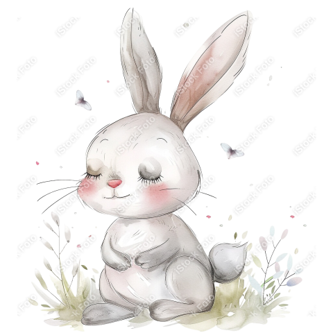 Lindo coelho estilo fofo aquarela png  (26)