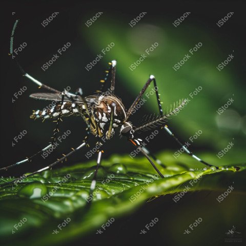 Foto em close que captura um mosquito da dengue, Gerado por IA (8)