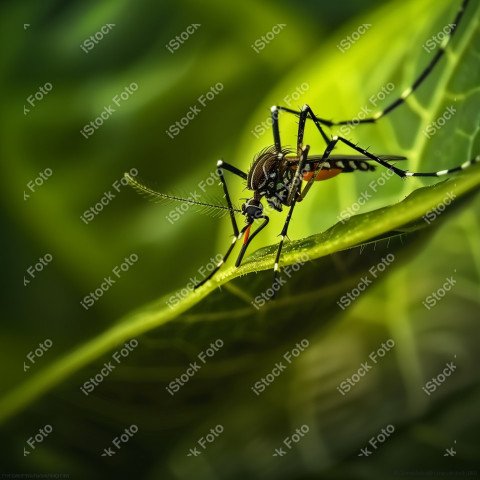 Foto em close que captura um mosquito da dengue, Gerado por IA (6)
