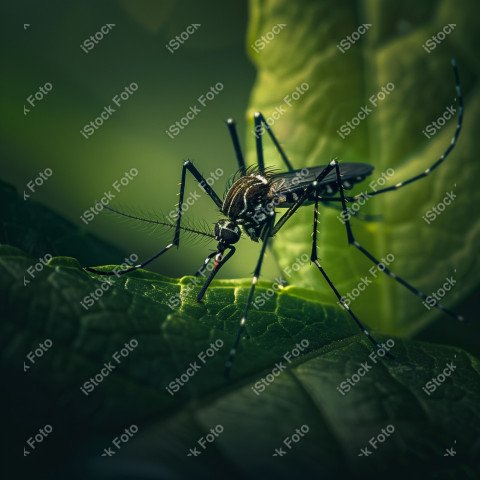 Foto em close que captura um mosquito da dengue, Gerado por IA (16)