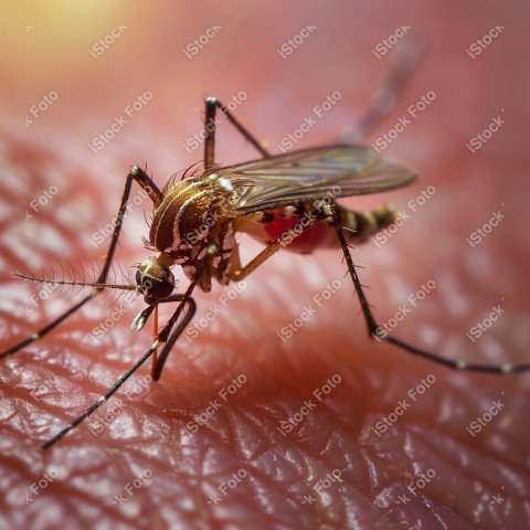 Foto em close que captura um mosquito da dengue, Gerado por IA (22)