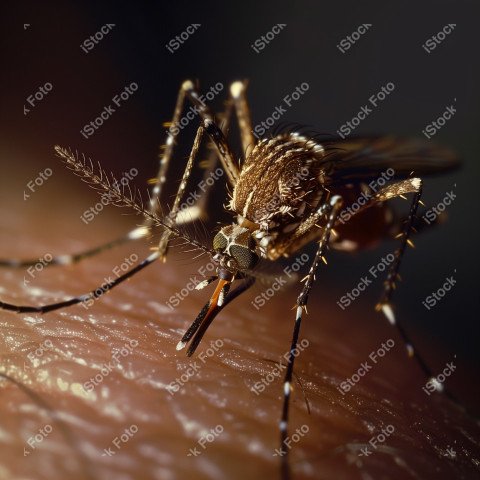 Foto em close que captura um mosquito da dengue, Gerado por IA (24)