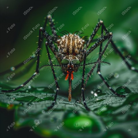 Foto em close que captura um mosquito da dengue, Gerado por IA (27)