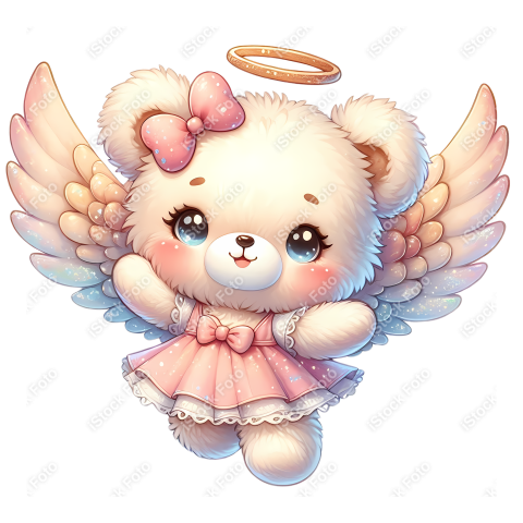 Ursinha anjo glitter png fundo transparente