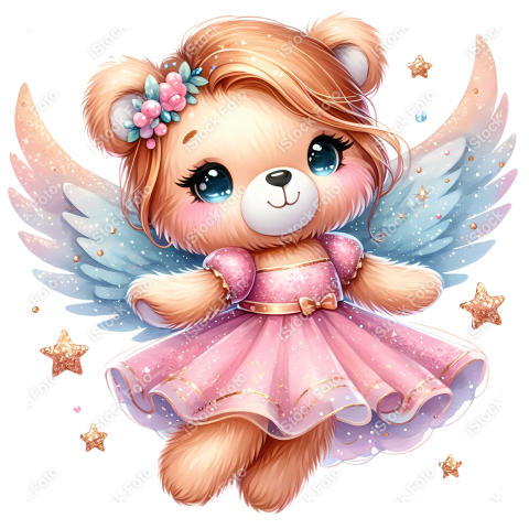 Ursinha anjo glitter png fundo transparente