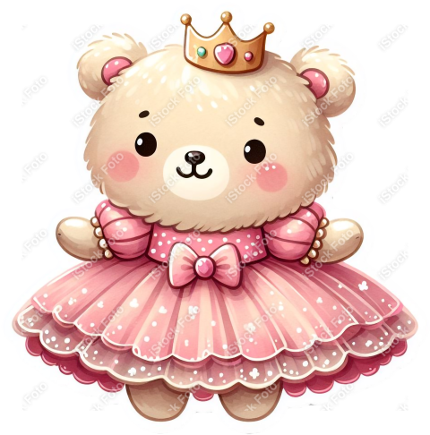 PNG sticker ursinha princesa rosa (2)