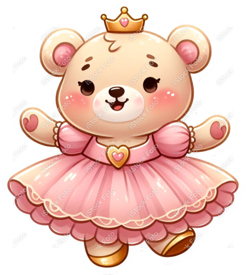 PNG sticker ursinha princesa rosa (13)