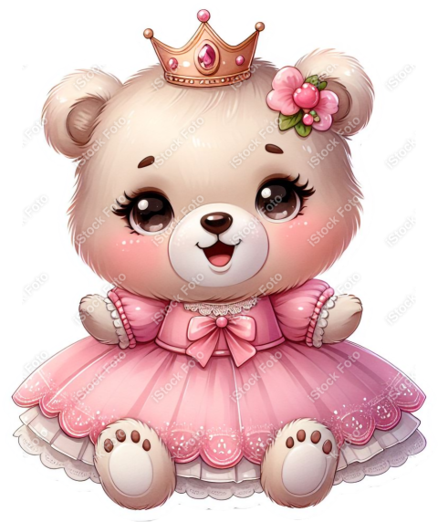 PNG sticker ursinha princesa rosa (10)